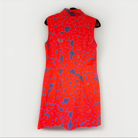 MAHI GOLD Vibrant Red & Blue Sleeveless Sheath Mini Dress M Preppy Athleisure - Picture 3 of 7